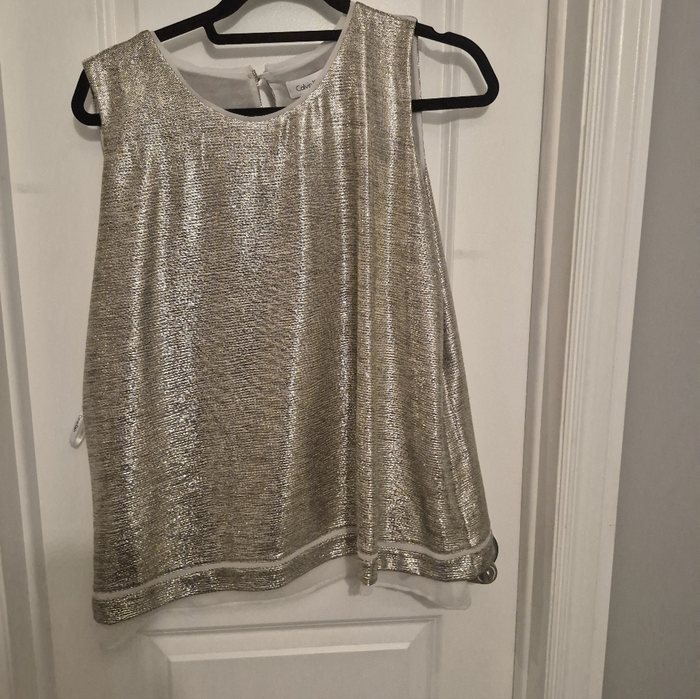 Silver Sleeveless Top Calvin Klien